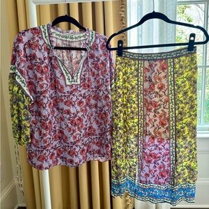 Alice + Olivia Floral Blouse and Skirt Set